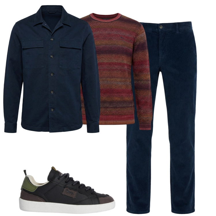 Outfit uomo - Total look #2348136. Stile Urban per Tutti i giorni. Abbinamento con sneakers, pullovers, pantaloni chino, cappotti.