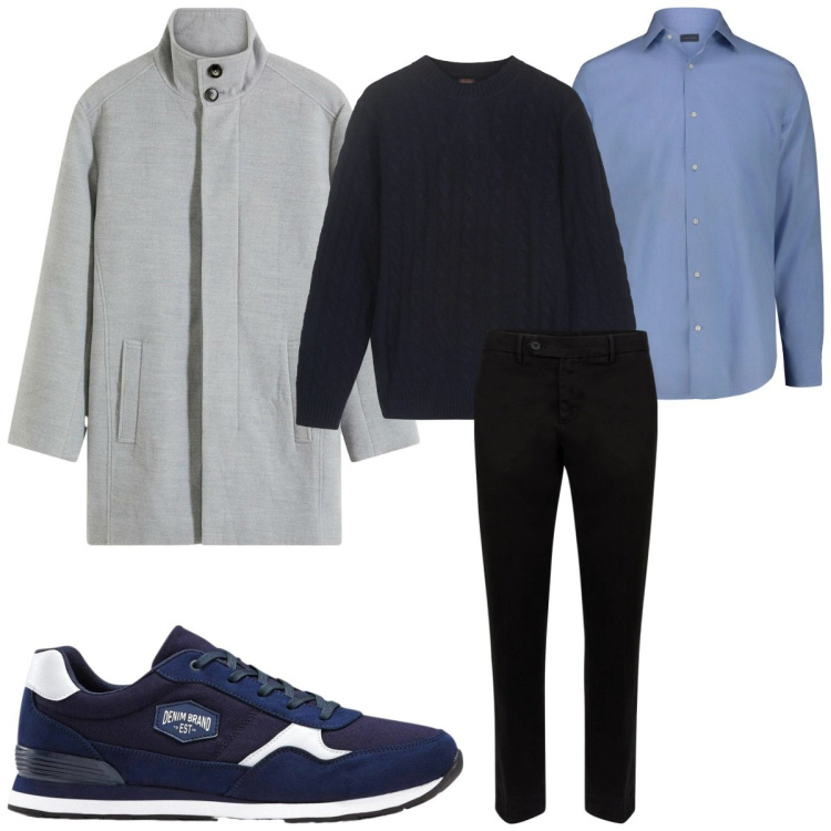 Outfit uomo - Total look #2348138. Stile Casual per Tutti i giorni. Abbinamento con sneakers, cappotti, pantaloni chino, camicie, maglieria.