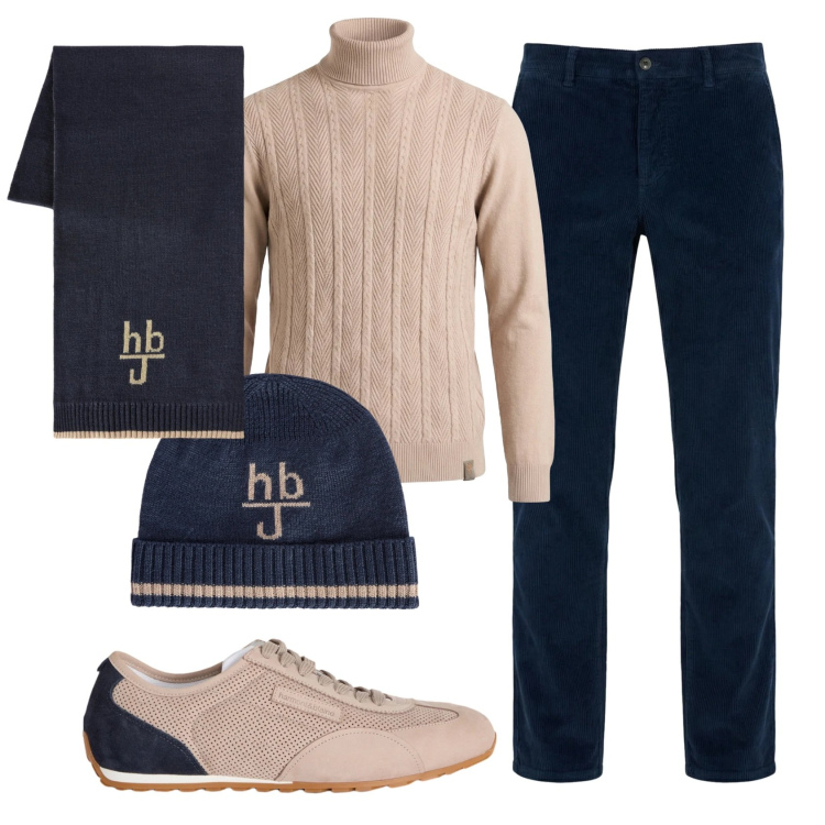 Outfit uomo - Total look #2348139. Stile Business/Elegante per Ufficio. Abbinamento con sneakers, cappelli, pantaloni chino, maglieria, sciarpe.
