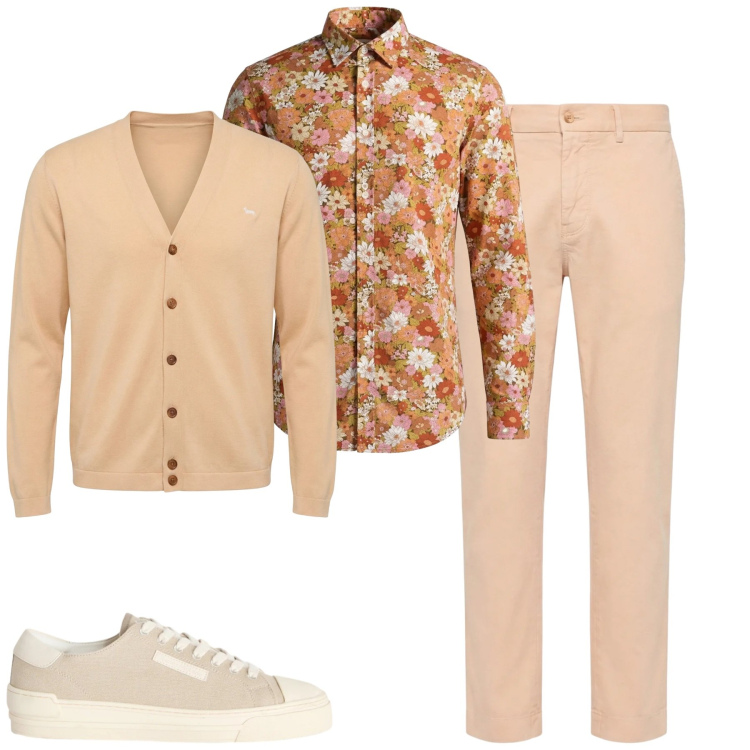 Outfit uomo - Total look #2348141. Stile Urban per Tutti i giorni. Abbinamento con sneakers, cardigans, camicie, pantaloni chino.