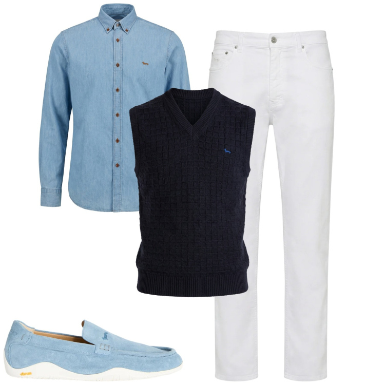 Outfit uomo - Total look #2348147. Stile Urban per Tutti i giorni. Abbinamento con pantaloni, scarpe stringate, camicie, maglieria.