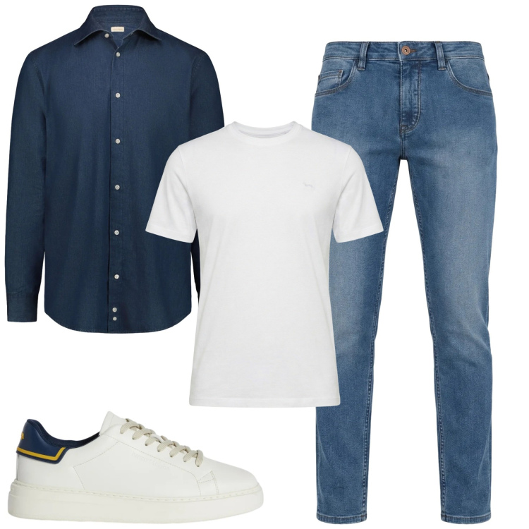 Outfit uomo - Total look #2348151. Stile Casual per Tutti i giorni. Abbinamento con sneakers, jeans, t-shirt, camicie.