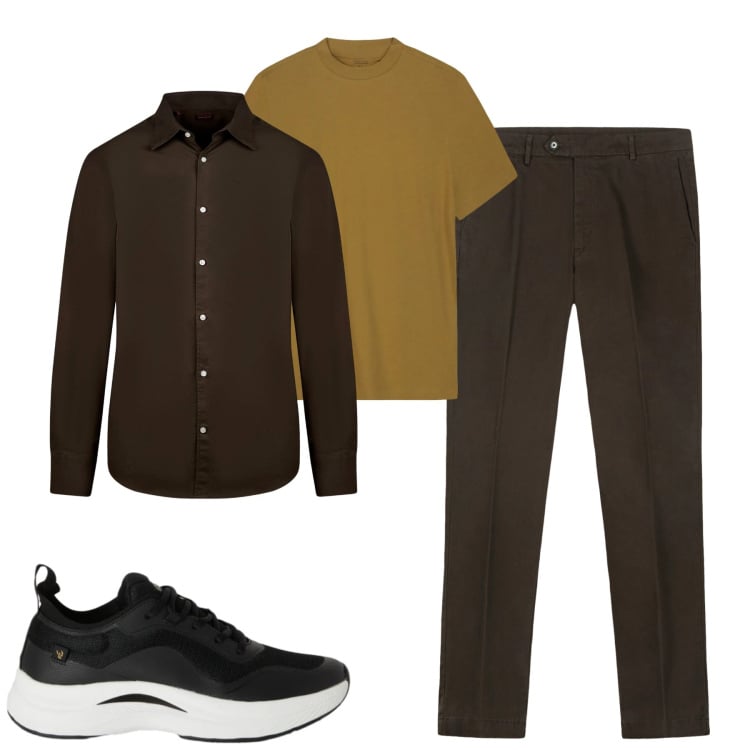 Outfit uomo - Total look #2348153. Stile Urban per Tutti i giorni. Abbinamento con sneakers, camicie, pantaloni chino, t-shirt.