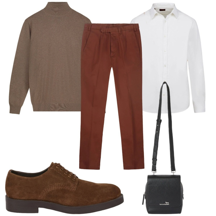 Outfit uomo - Total look #2348156. Stile Casual per Tutti i giorni. Abbinamento con borse sportive, camicie, scarpe stringate, pantaloni, maglieria.