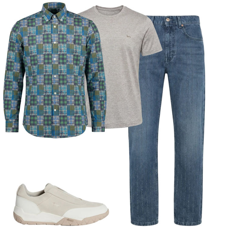 Outfit uomo - Total look #2348160. Stile Urban per Tutti i giorni. Abbinamento con jeans, camicie, t-shirt, sneakers.