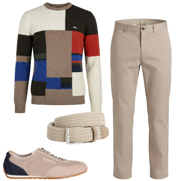 Outfit uomo - Total look #2348161. Stile Urban per Tutti i giorni. Abbinamento con sneakers, cinture, pantaloni cargo, pullovers.