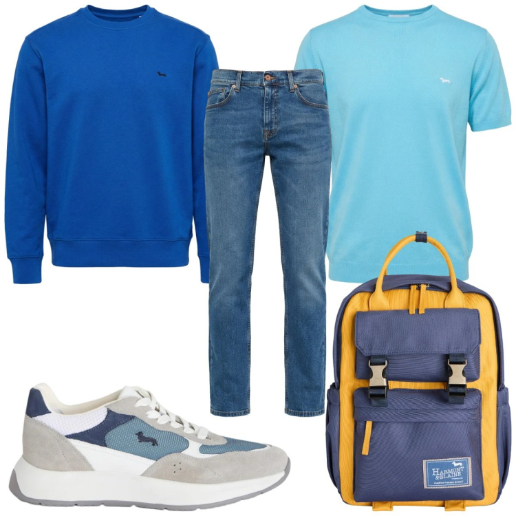 Outfit uomo - Total look #2348164. Stile Trendy per Tutti i giorni. Abbinamento con t-shirt, sneakers, borse sportive, jeans, felpe.