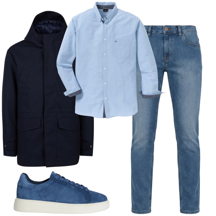 Outfit uomo - Total look #2348173. Stile Urban per Tutti i giorni. Abbinamento con camicie, sneakers, jeans, giacche.