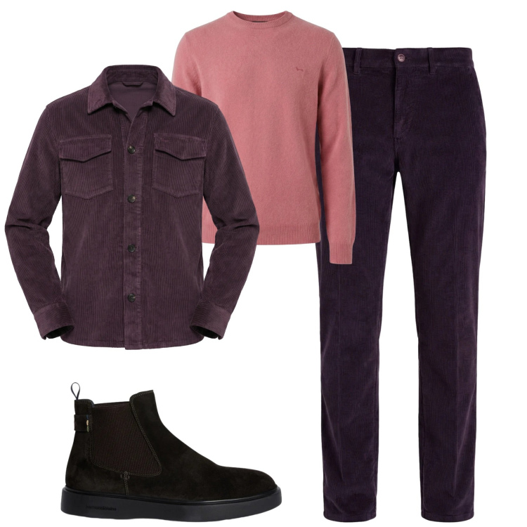 Outfit uomo - Total look #2348180. Stile Urban per Tutti i giorni. Abbinamento con pullovers, pantaloni chino, stivali e stivaletti, cappotti.