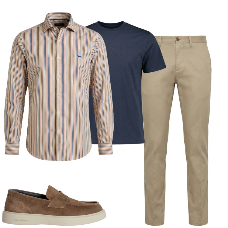 Outfit uomo - Total look #2348195. Stile Urban per Tutti i giorni. Abbinamento con camicie, scarpe stringate, pantaloni chino, t-shirt.