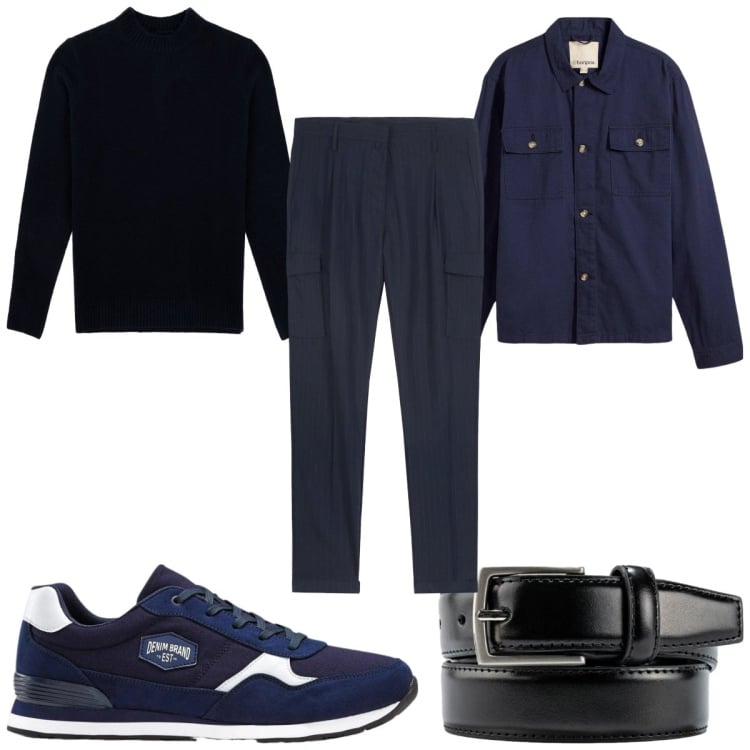 Outfit uomo - Total look #2348202. Stile Casual per Tutti i giorni. Abbinamento con sneakers, giacche, pantaloni cargo, maglieria, cinture.
