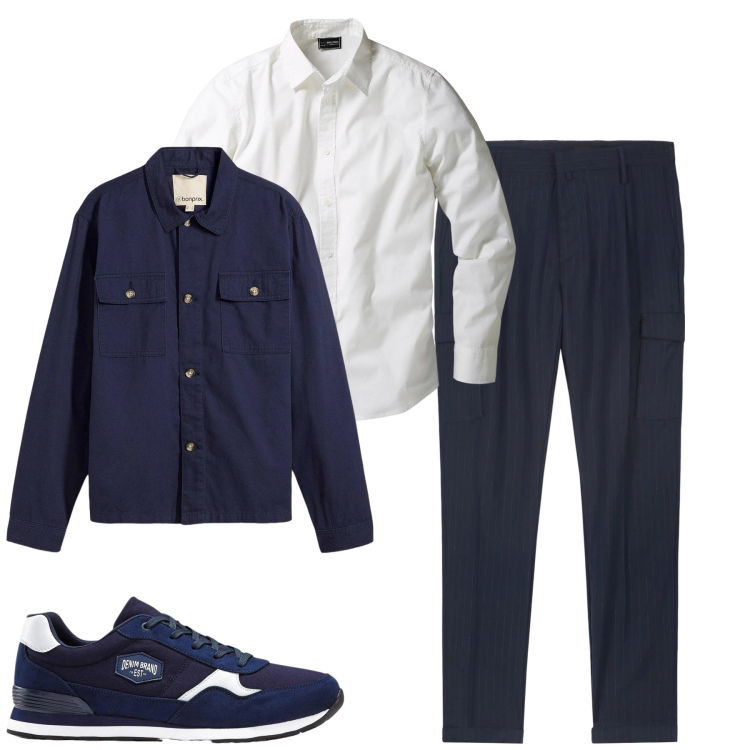 Outfit uomo - Total look #2348211. Stile Urban per Tutti i giorni. Abbinamento con camicie, sneakers, giacche, pantaloni cargo.