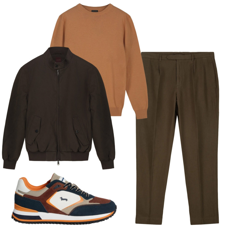 Outfit uomo - Total look #2348215. Stile Urban per Tutti i giorni. Abbinamento con sneakers, bomber, pantaloni, maglieria.