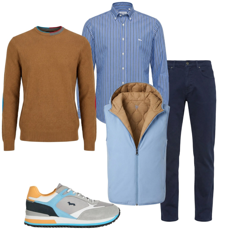 Outfit uomo - Total look #2348218. Stile Trendy per Tutti i giorni. Abbinamento con sneakers, maglieria, pantaloni, camicie, piumini.