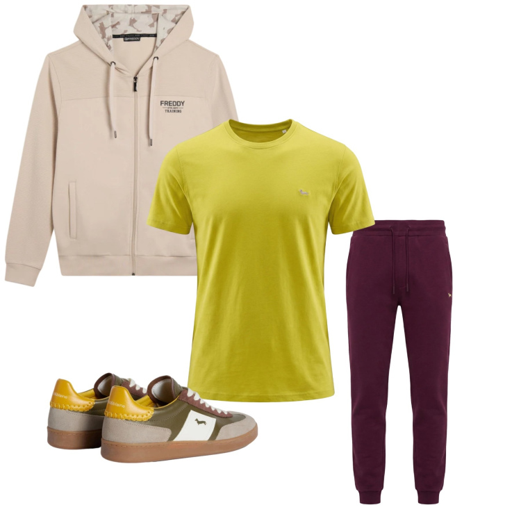 Outfit uomo - Total look #2348224. Stile Trendy per Tutti i giorni. Abbinamento con sneakers, pantaloni, t-shirt, felpe con cappuccio.