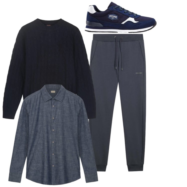 Outfit uomo - Total look #2348252. Stile Casual per Tutti i giorni. Abbinamento con sneakers, pantaloni, camicie, maglieria.