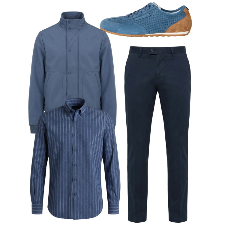 Outfit uomo - City. Stile Casual per Tutti i giorni. Abbinamento con sneakers, pantaloni chino, camicie, bomber.