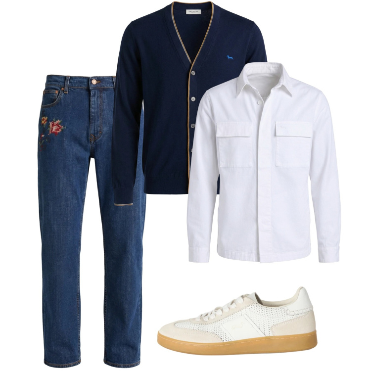 Outfit uomo - City. Stile Casual per Tutti i giorni. Abbinamento con jeans, sneakers, cardigans, cappotti.
