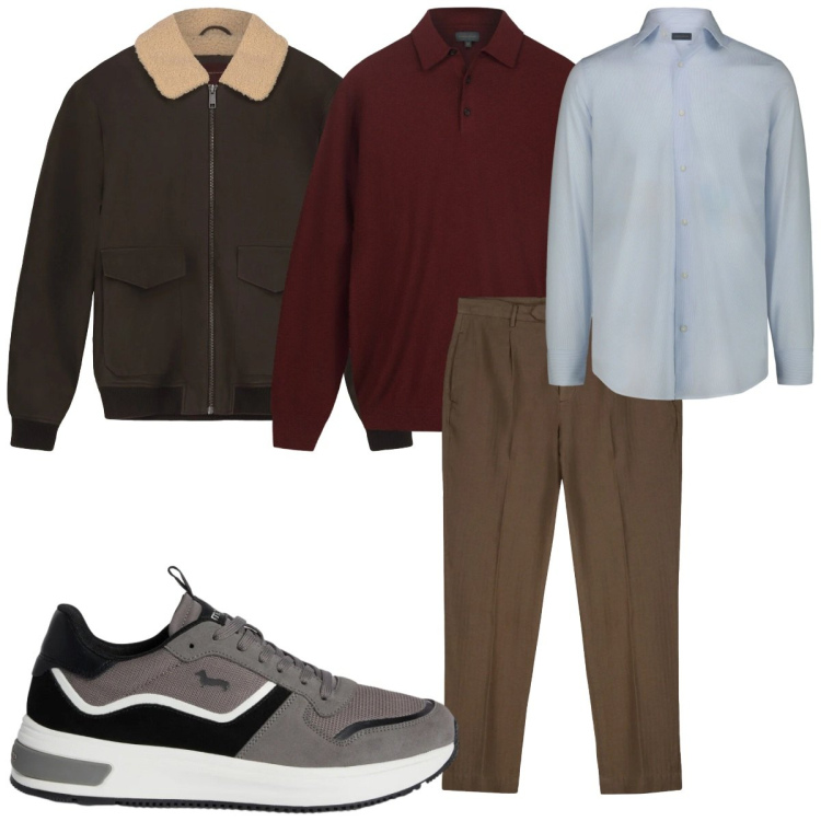 Outfit uomo - Total look #2348292. Stile Casual per Tutti i giorni. Abbinamento con sneakers, bomber, camicie, pantaloni, maglieria.
