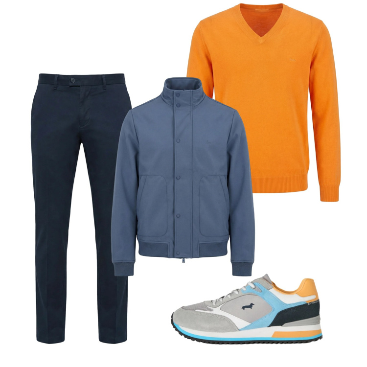 Outfit uomo - City di chi ha una vita. Stile Casual per Tutti i giorni. Abbinamento con sneakers, pantaloni chino, pullovers, bomber.