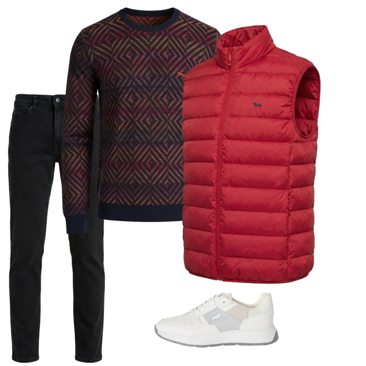 Outfit uomo - City. Stile Casual per Tutti i giorni. Abbinamento con jeans, sneakers, pullovers, piumini.
