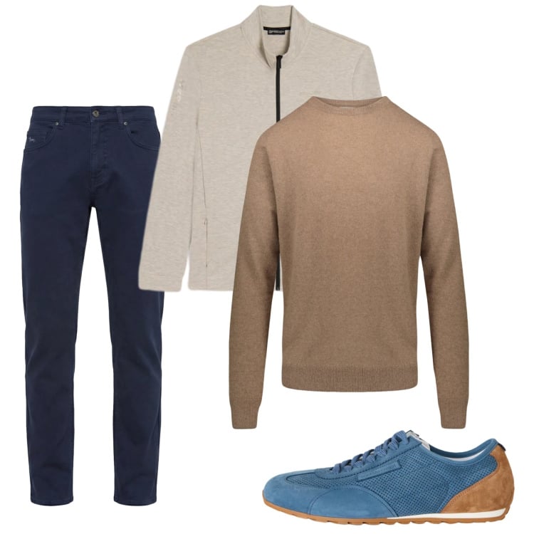 Outfit uomo - City. Stile Casual per Tutti i giorni. Abbinamento con sneakers, pantaloni, felpe, maglieria.