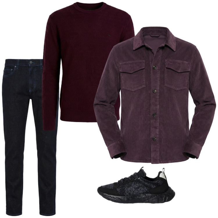 Outfit uomo - City. Stile Casual per Tutti i giorni. Abbinamento con jeans, sneakers, pullovers, cappotti.