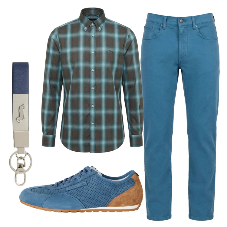 Outfit uomo - Total look #2348329. Stile Casual per Tutti i giorni. Abbinamento con sneakers, pantaloni, portachiavi, camicie.