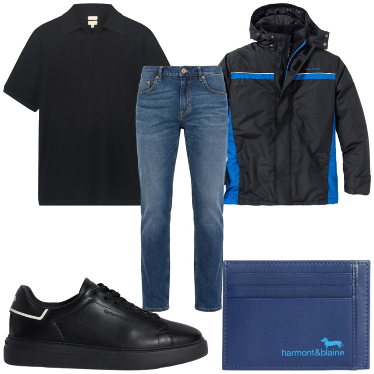 Outfit uomo - Total look #2348332. Stile Casual per Tutti i giorni. Abbinamento con giacche, jeans, sneakers, portafogli, polo.