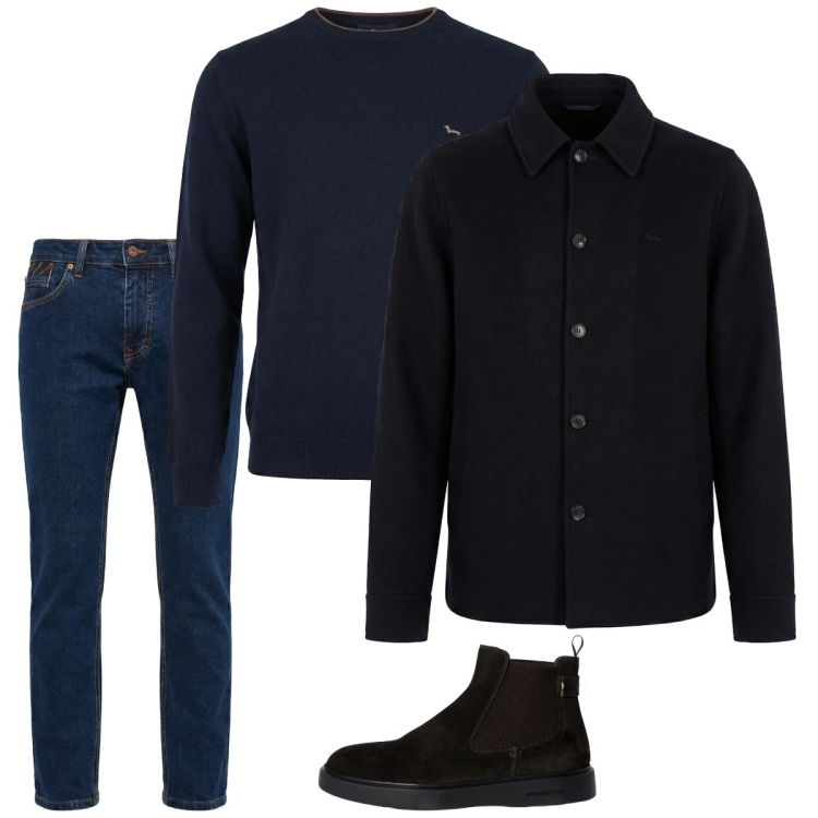 Outfit uomo - Coty. Stile Casual per Tutti i giorni. Abbinamento con cappotti, stivali e stivaletti, pullovers, jeans.