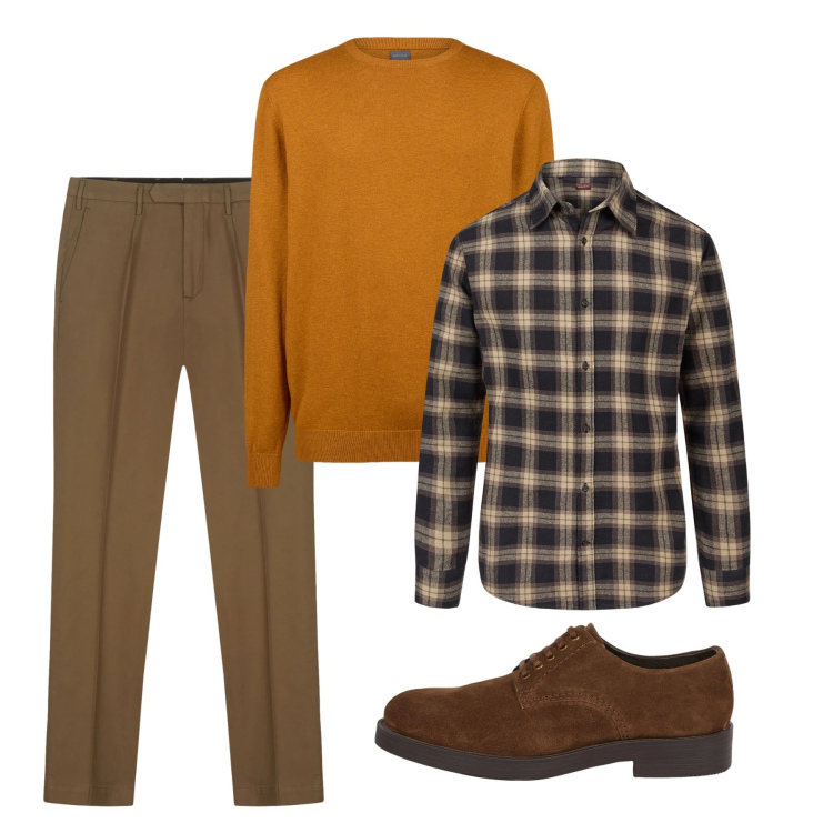 Outfit uomo - City. Stile Casual per Tutti i giorni. Abbinamento con camicie, maglieria, scarpe stringate, pantaloni.