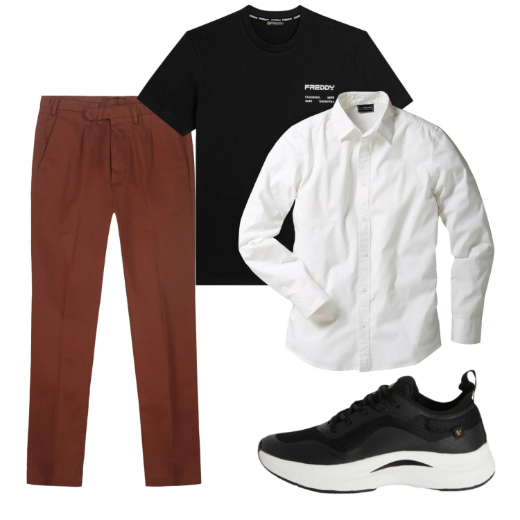Outfit uomo - City. Stile Casual per Tutti i giorni. Abbinamento con camicie, sneakers, t-shirt, pantaloni.