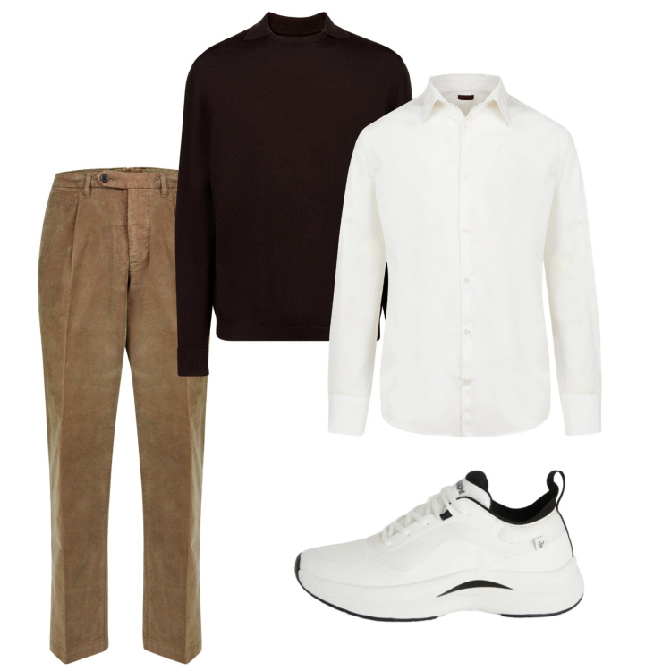 Outfit uomo - City. Stile Casual per Tutti i giorni. Abbinamento con sneakers, pantaloni, camicie, maglieria.