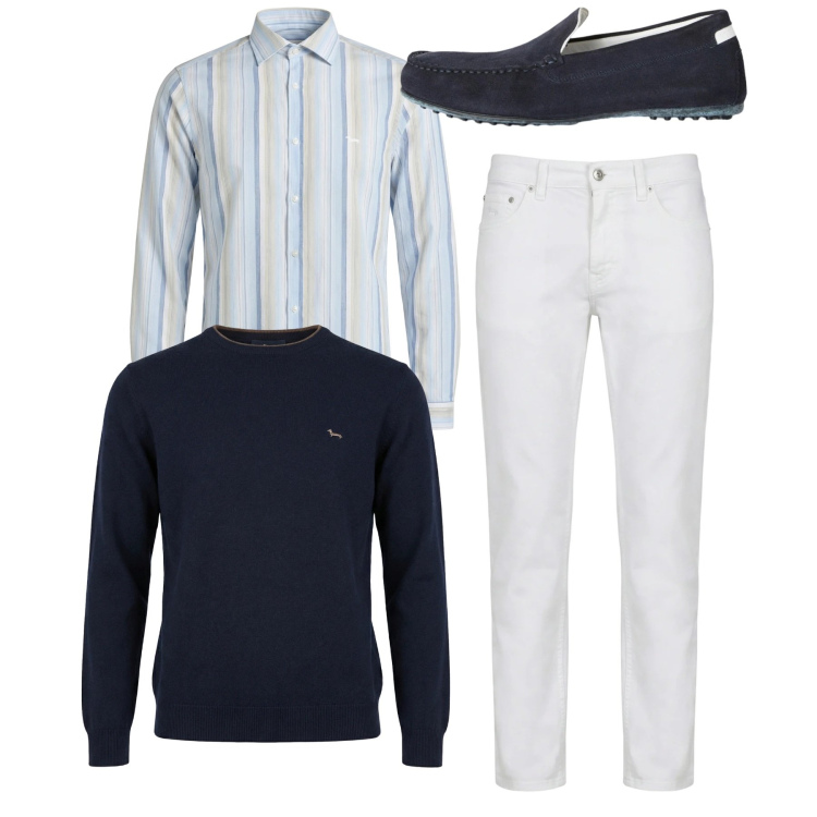 Outfit uomo - Total look. Stile Casual per Tutti i giorni. Abbinamento con scarpe stringate, pantaloni, camicie, pullovers.