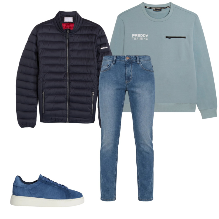 Outfit uomo - Total look #2348375. Stile Casual per Tutti i giorni. Abbinamento con sneakers, jeans, piumini, felpe.