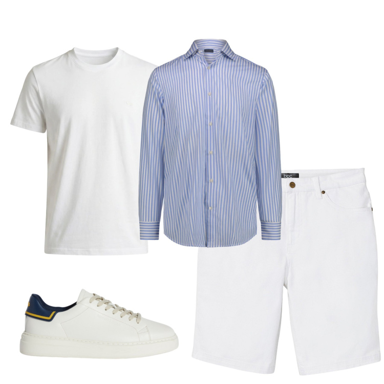 Outfit uomo - Total look #2348382. Stile Casual per Tutti i giorni. Abbinamento con bermuda, sneakers, t-shirt, camicie.