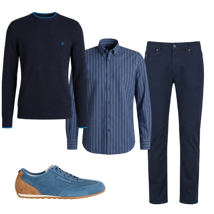 Outfit uomo - Total look #2348394. Stile Trendy per Tutti i giorni. Abbinamento con sneakers, camicie, pantaloni, maglieria.