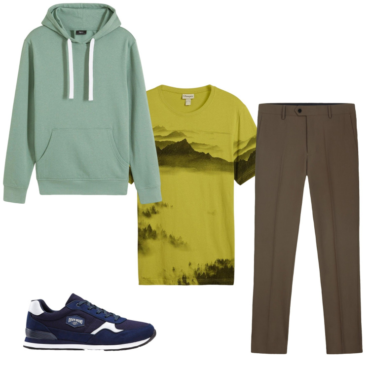 Outfit uomo - Total look #2348405. Stile Casual per Tutti i giorni. Abbinamento con sneakers, t-shirt, felpe con cappuccio, pantaloni.