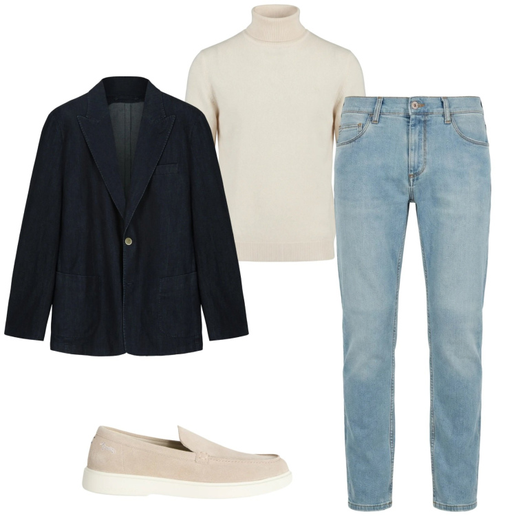 Outfit uomo - Total look #2348409. Stile Casual per Tutti i giorni. Abbinamento con jeans slim fit, maglieria, scarpe stringate, giacche.