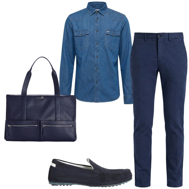 Outfit uomo - Total look #2348414. Stile Casual per Tutti i giorni. Abbinamento con scarpe stringate, camicie, pantaloni chino, borse sportive.