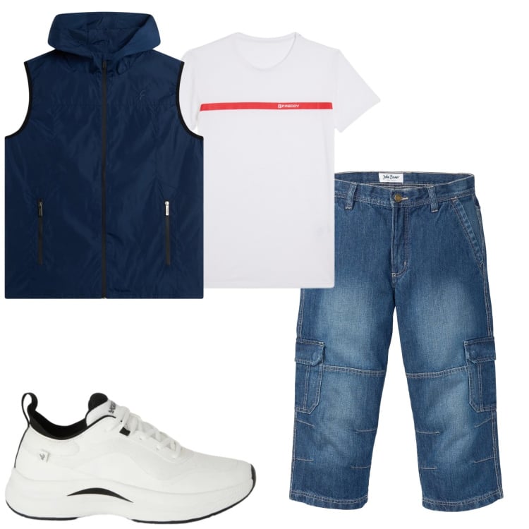Outfit uomo - Total look #2348415. Stile Casual per Tutti i giorni. Abbinamento con jeans dritti, sneakers, t-shirt, piumini.