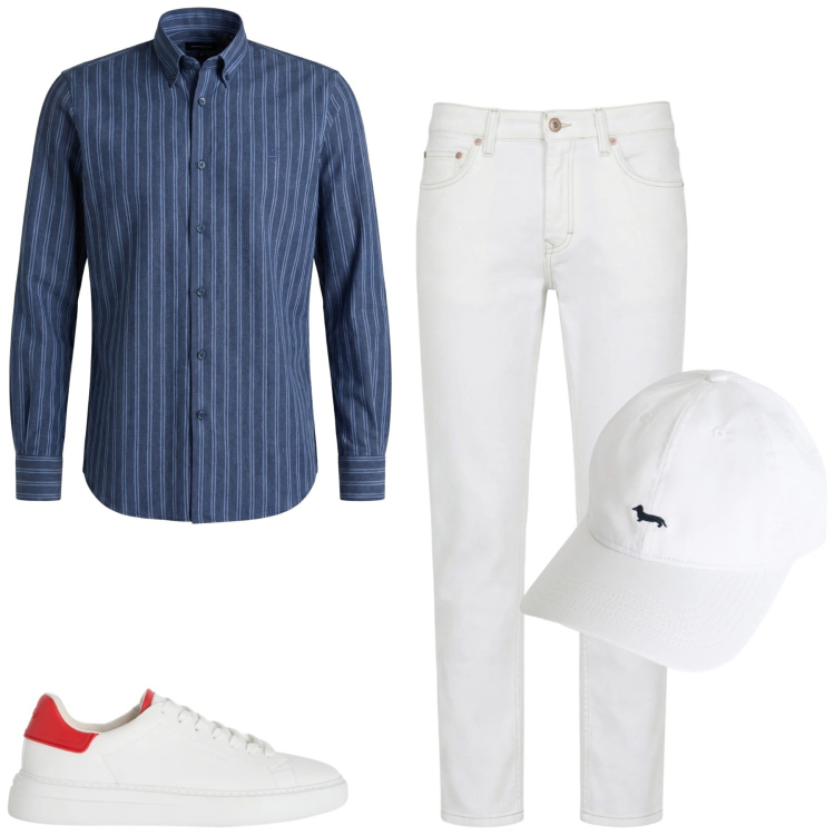 Outfit uomo - Total look #2348418. Stile Urban per Tutti i giorni. Abbinamento con cappelli, jeans, camicie, sneakers.