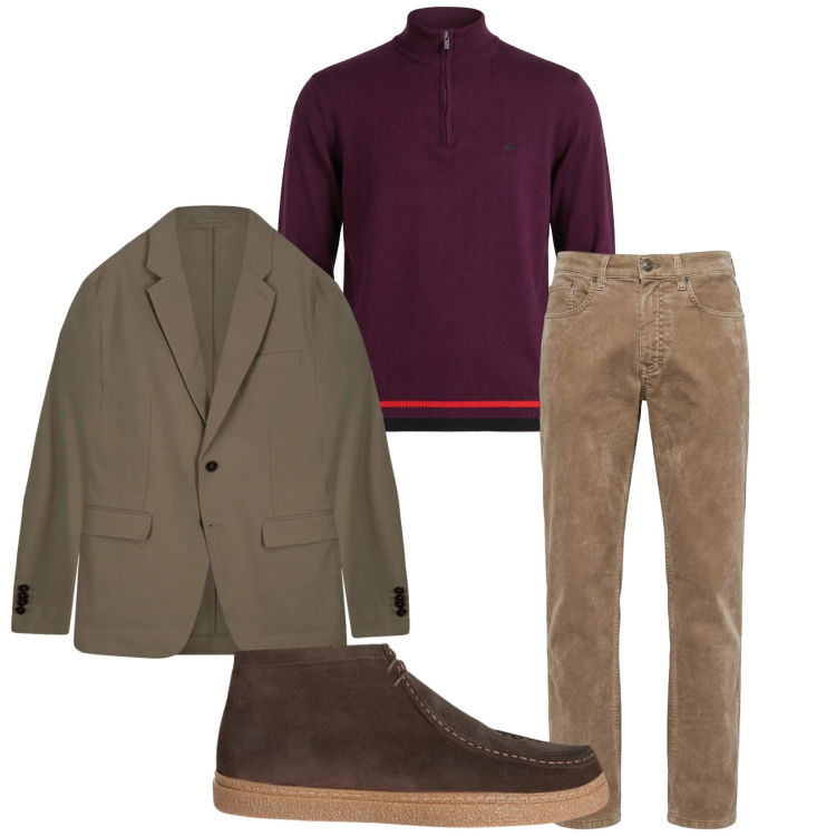 Outfit uomo - Total look #2348429. Stile Casual per Tutti i giorni. Abbinamento con pantaloni, stivali e stivaletti, pullovers, giacche.