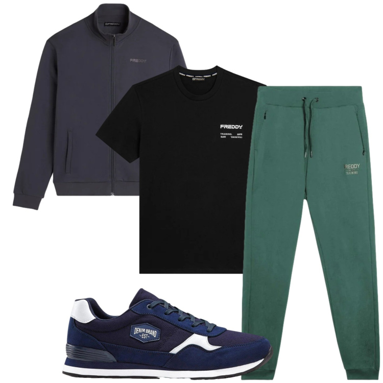 Outfit uomo - Total look #2348444. Stile Trendy per Sport. Abbinamento con sneakers, pantaloni, felpe, t-shirt.