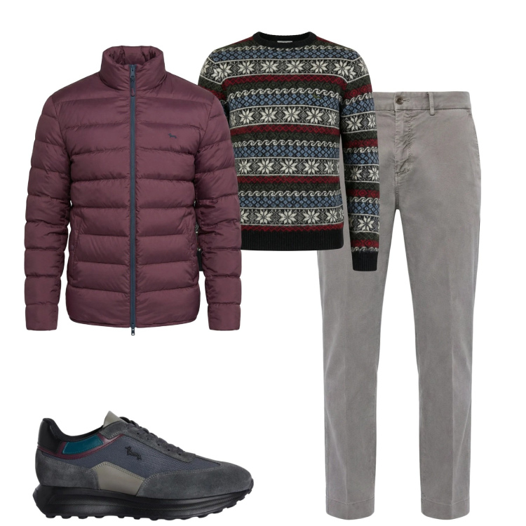 Outfit uomo - Total look #2348445. Stile Urban per Tutti i giorni. Abbinamento con pullovers, pantaloni chino, sneakers, bomber.