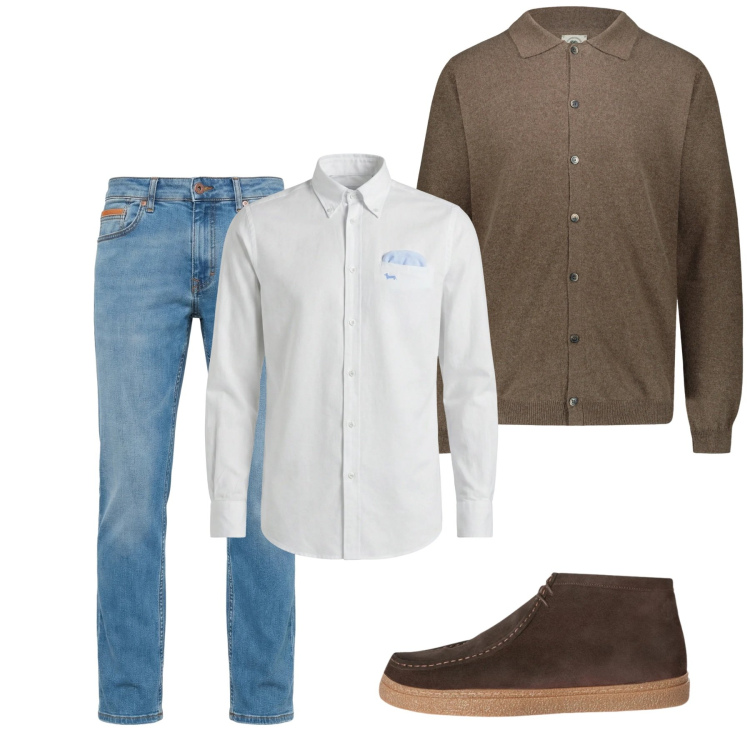 Outfit uomo - City. Stile Casual per Tutti i giorni. Abbinamento con stivali e stivaletti, camicie, jeans, polo.