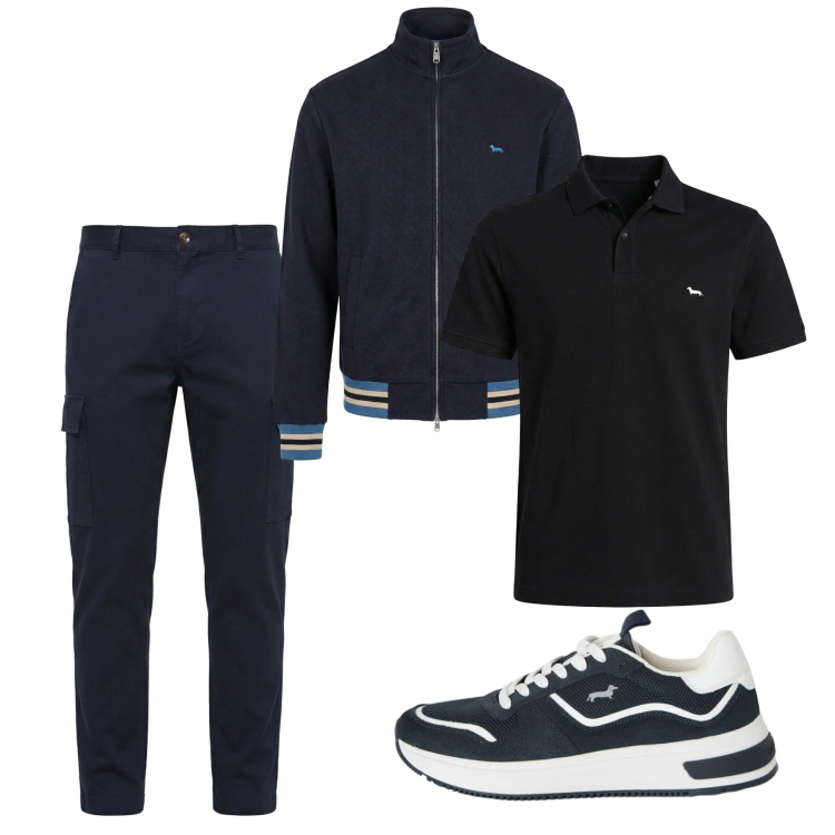 Outfit uomo - City. Stile Casual per Tutti i giorni. Abbinamento con pantaloni cargo, sneakers, polo, felpe.