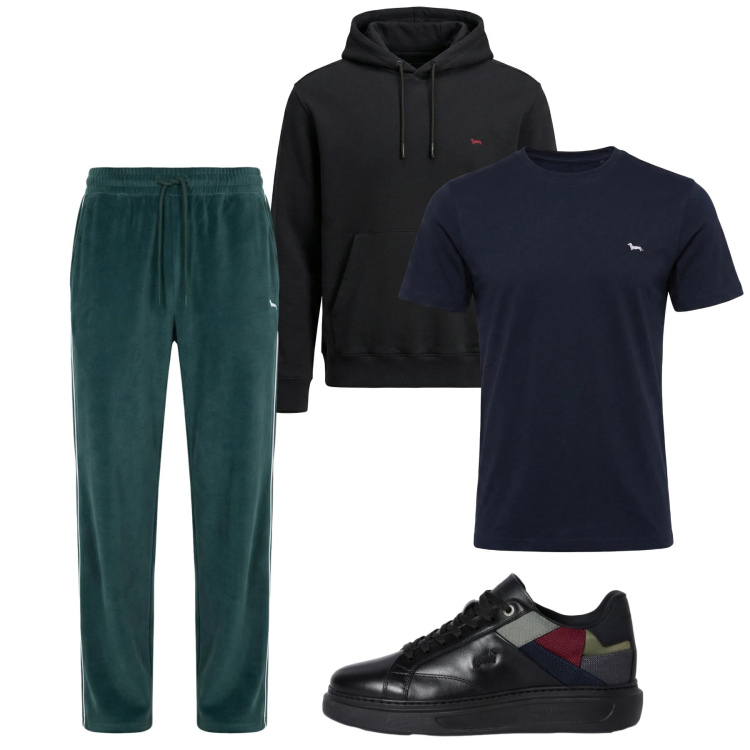 Outfit uomo - City. Stile Urban per Tutti i giorni. Abbinamento con sneakers, pantaloni, t-shirt, felpe con cappuccio.