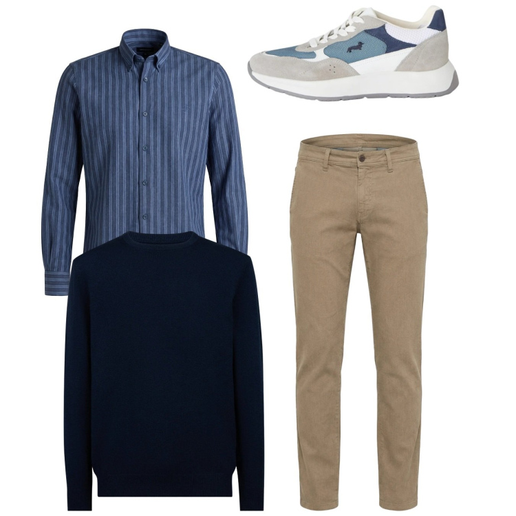 Outfit uomo - Total look #2348474. Stile Casual per Tutti i giorni. Abbinamento con sneakers, pantaloni, camicie, maglieria.