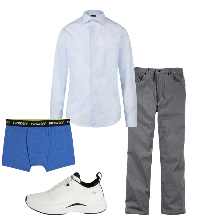 Outfit uomo - Total look #2348475. Stile Casual per Tutti i giorni. Abbinamento con pantaloni, sneakers, boxer, camicie.